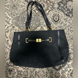 Vintage Lauren Ralph Lauren  Bag Purse  Black Gold Accents
